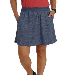Duluth Trading Active Skort‎ Blue Heather Pull On Stretch Knit Lined Skirt Small